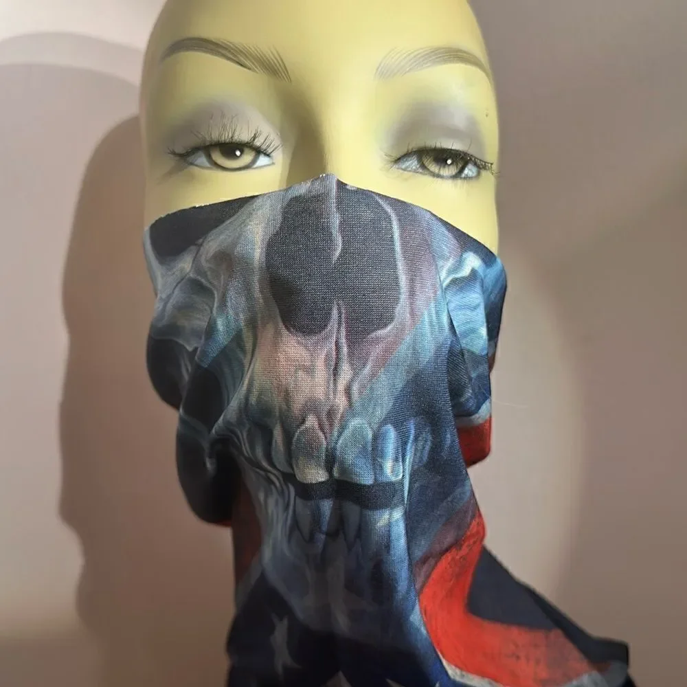 Face Shield Mask Gator Head Wrap Sugar Skull Day of the Dead Halloween